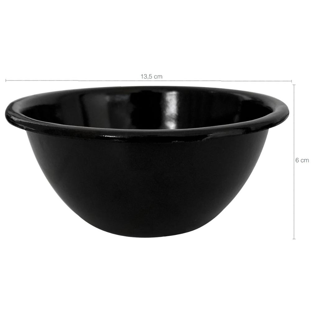 Conjunto 4 Tigelas Esmaltadas Ágata 500ml Bowls para Servir Esmaltados Silva Preto