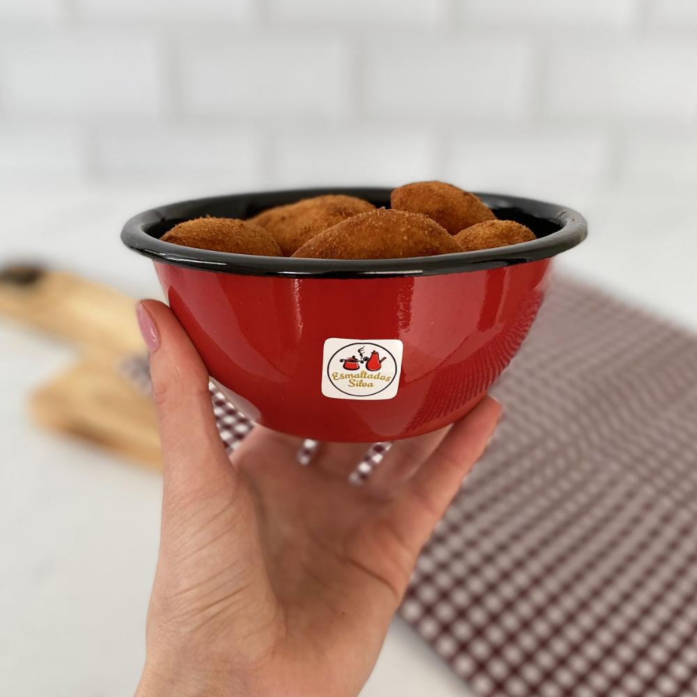 Conjunto 4 Tigelas Esmaltadas Ágata 500ml Bowls para Servir Esmaltados Silva Vermelho