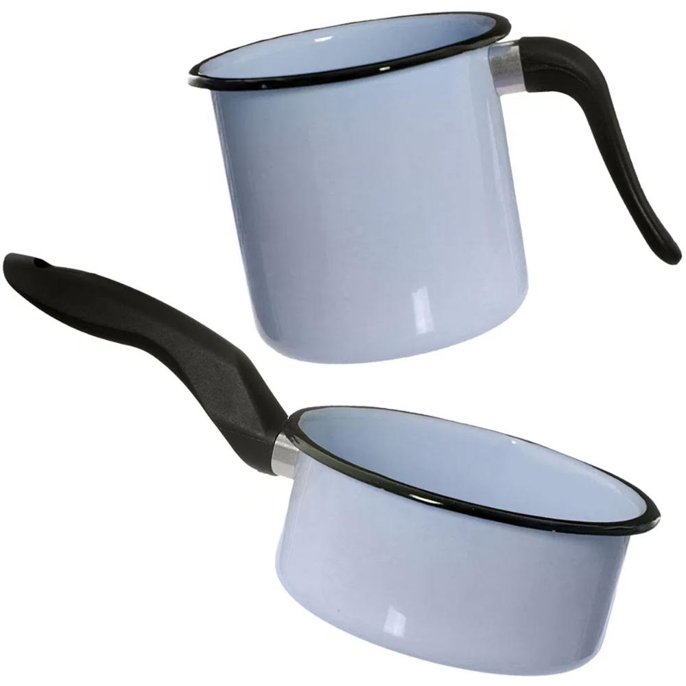 Conjunto Panela Esmaltada Ágata 1L e Leiteira 1,5L com Cabos