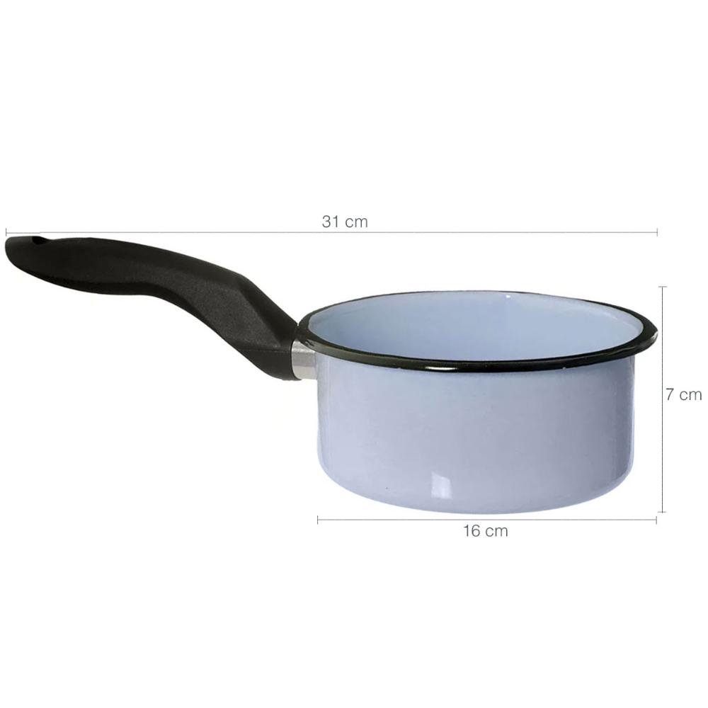 Conjunto Panela Esmaltada Ágata 1L e Leiteira 1,5L com Cabos
