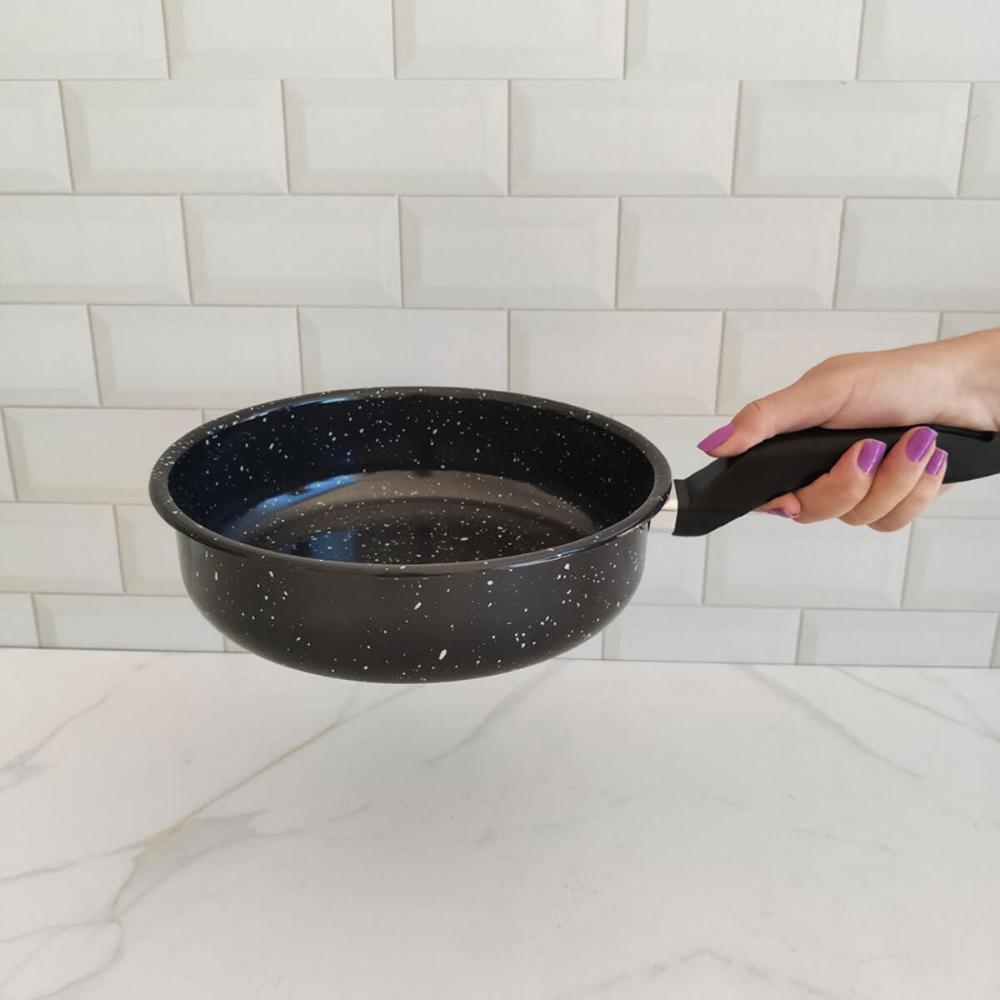 Frigideira Esmaltada Funda 22cm 2,3L Compatível com Fogão de Indução Esmaltados Silva Preta