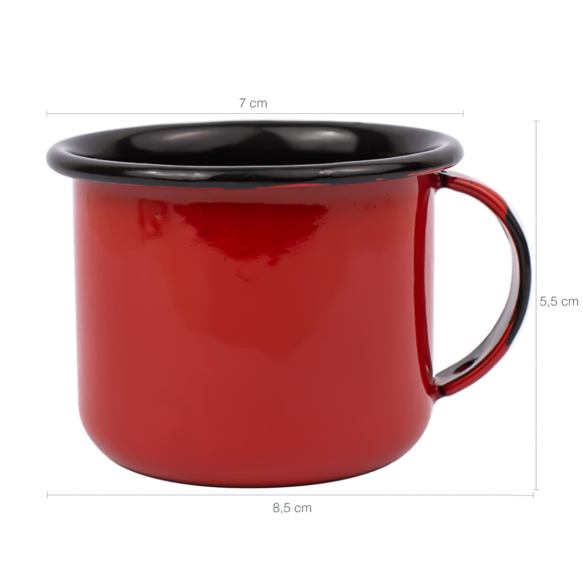 Jogo 4 Canecas Esmaltadas Retrô Vermelhas 90ml Xícaras Ágata Para Café Chá