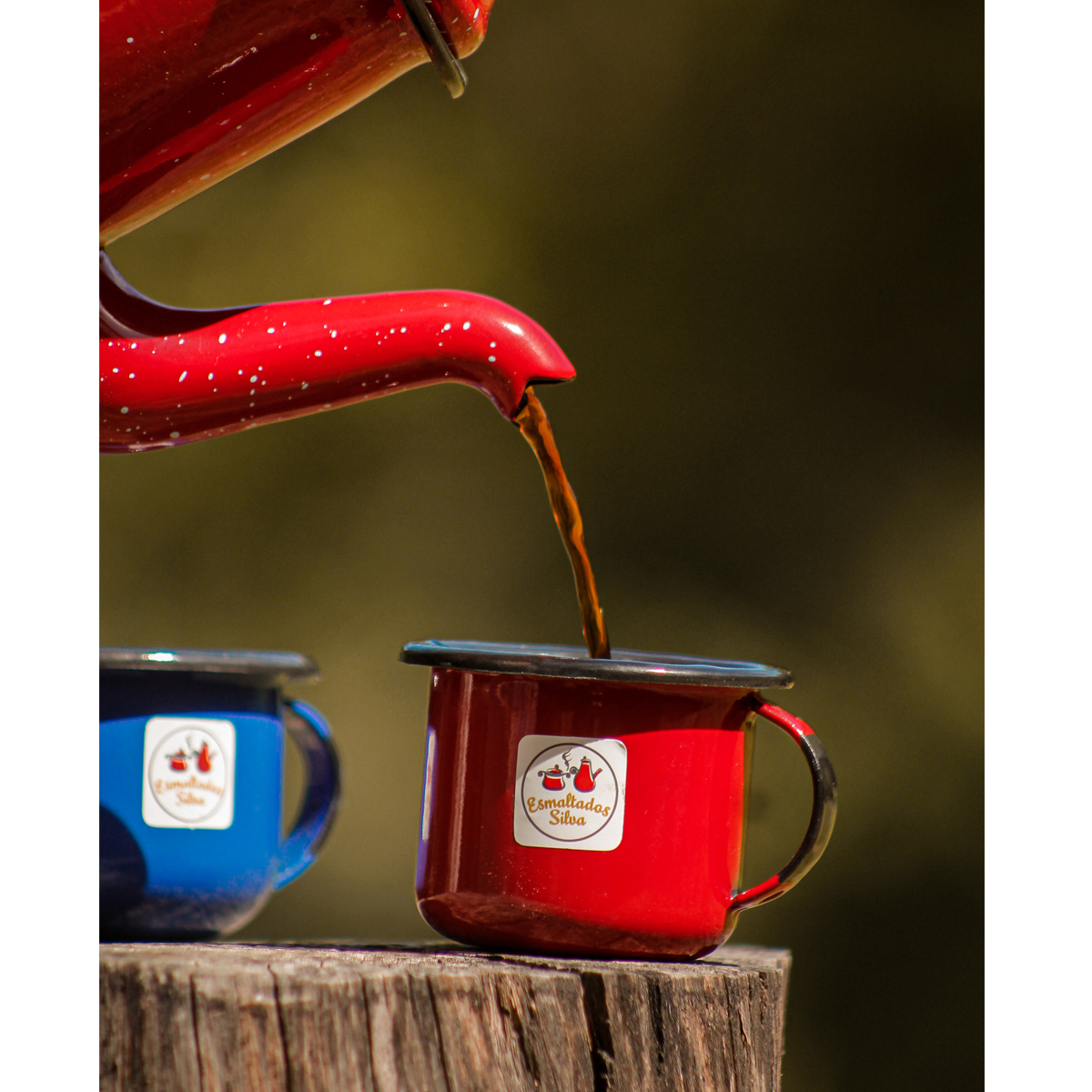 Jogo 4 Canecas Esmaltadas Retrô Vermelhas 90ml Xícaras Ágata Para Café Chá