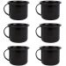 Jogo 6 Canecas Esmaltadas Pequenas Pretas Com Alças 90ml Xícaras Ágata Para Café
