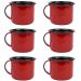Jogo 6 Canecas Esmaltadas Pequenas Vermelhas Com Alças 90ml Xícaras Ágata Para Café