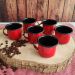 Jogo 6 Canecas Esmaltadas Pequenas Vermelhas Com Alças 90ml Xícaras Ágata Para Café