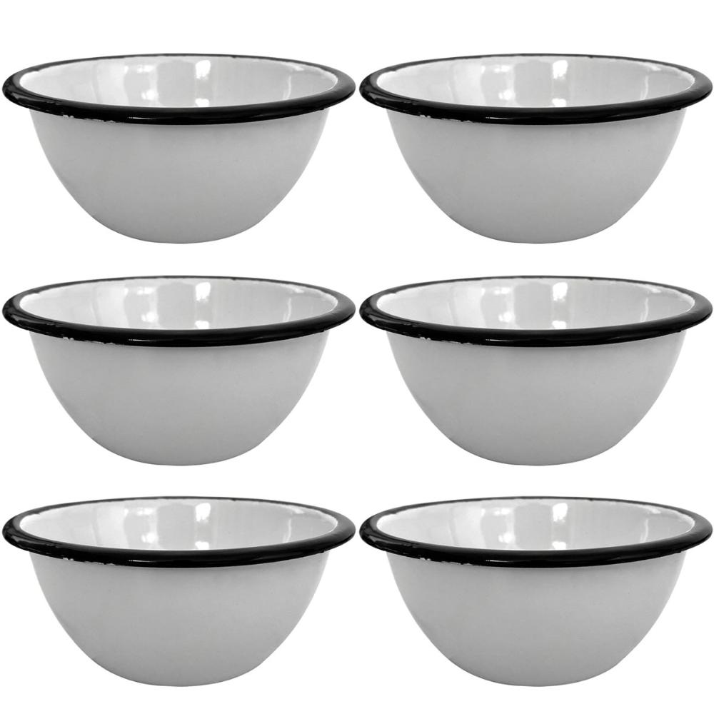 Jogo 6 Tigelas Esmaltadas Ágata 500ml Bowls para Servir Esma