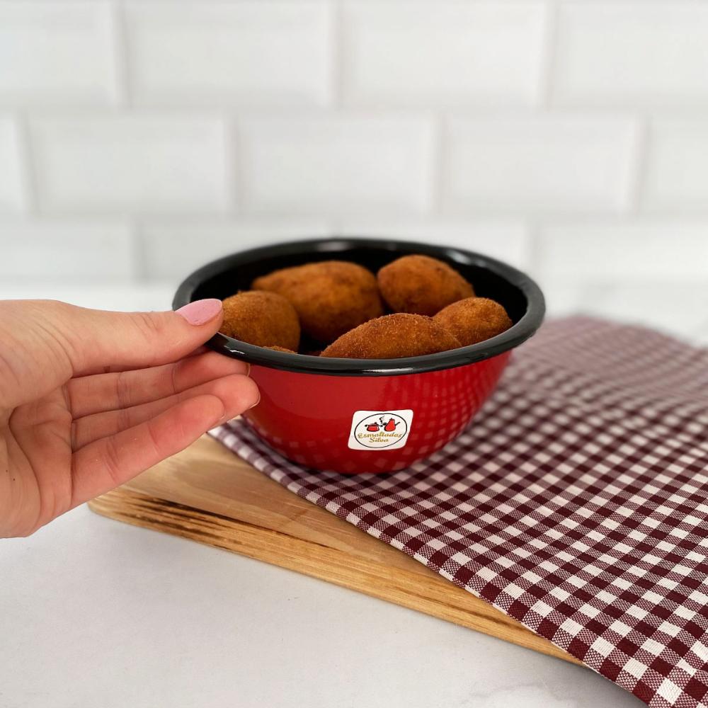 Jogo 6 Tigelas Esmaltadas Ágata 500ml Bowls para Servir Esmaltados Silva Vermelho
