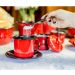 Jogo De Café Esmaltado 6 Xícaras De Ágata 90ml E Açucareiro Esmaltado 500ml Vermelho