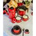 Jogo De Café Esmaltado 6 Xícaras De Ágata 90ml E Açucareiro Esmaltado 500ml Vermelho