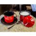Mini Caneca Esmaltada Vermelha Com Alça 90ml Xícara Em Ágata Para Café Esmaltados Silva