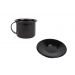 Xícara Caneca com pires Esmaltada 90ml Preto no 6 2272 e 2265