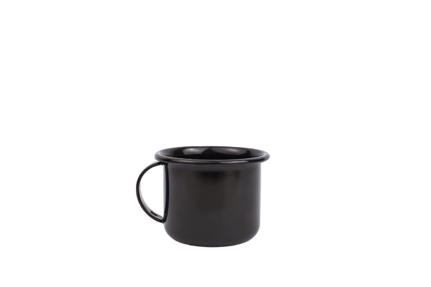 Xícara Caneca com pires Esmaltada 90ml Preto no 6 2272 e 2265