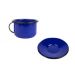 Xícara Caneca com pires Esmaltada no 8 180ml Azul 2277 e 2269