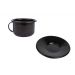 Xícara Caneca com pires Esmaltada no 8 180ml Preta 2276 e 2268