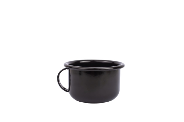 Xícara Caneca com pires Esmaltada no 8 180ml Preta 2276 e 2268
