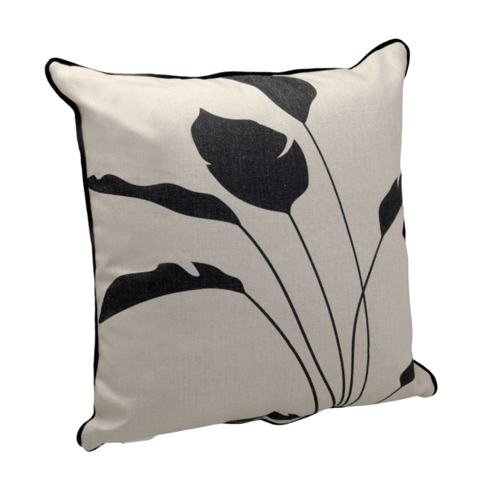 Almofada Folhas II Off White e Preta