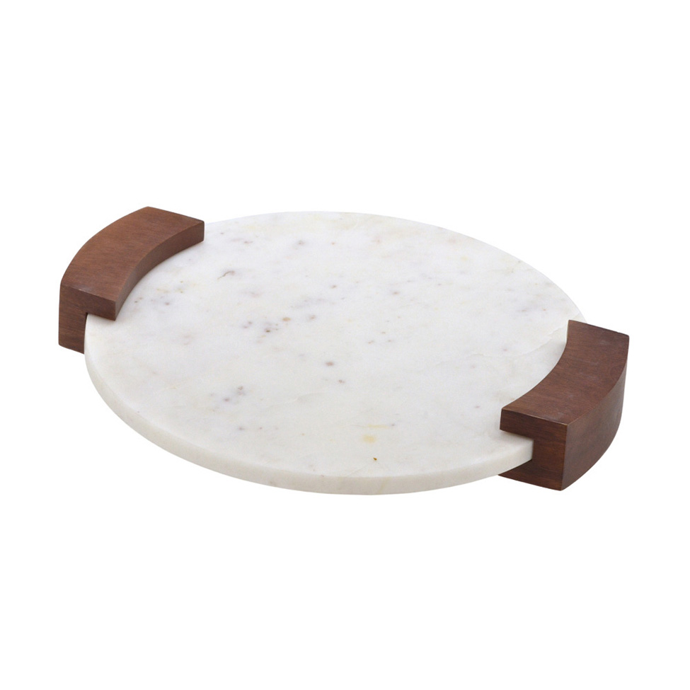 Bandeja Decorativa Espressione Branca e Marrom 5 cm