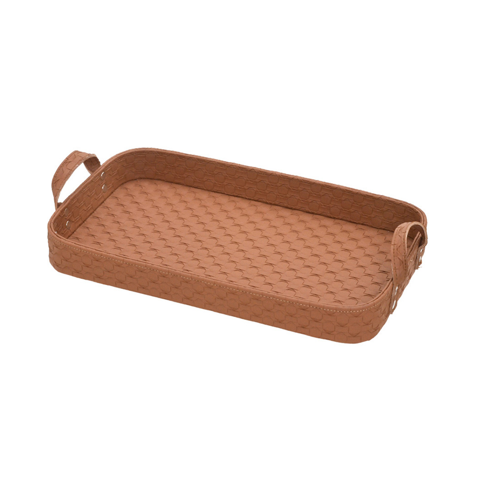 Bandeja Decorativa Espressione Retangular Marrom 44x26 cm