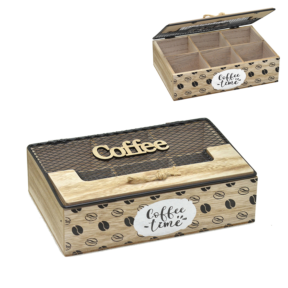 Caixa Decorativa Coffee Madeira e Preta 24x16 cm