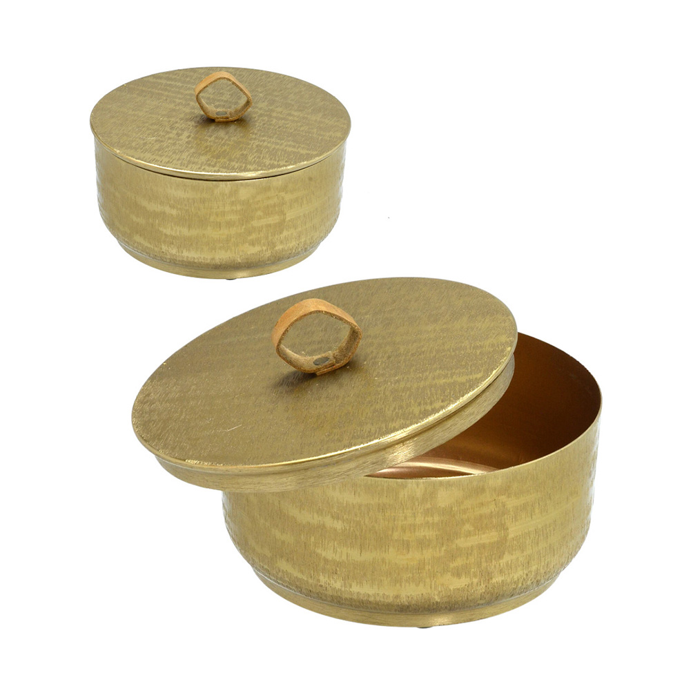 Caixa Decorativa Espressione Dourada e Marrrom 15x15 cm