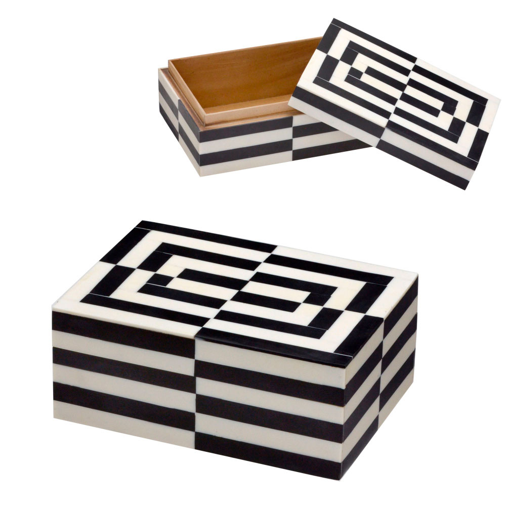 Caixa Decorativa Espressione Preta e Branca 18 cm