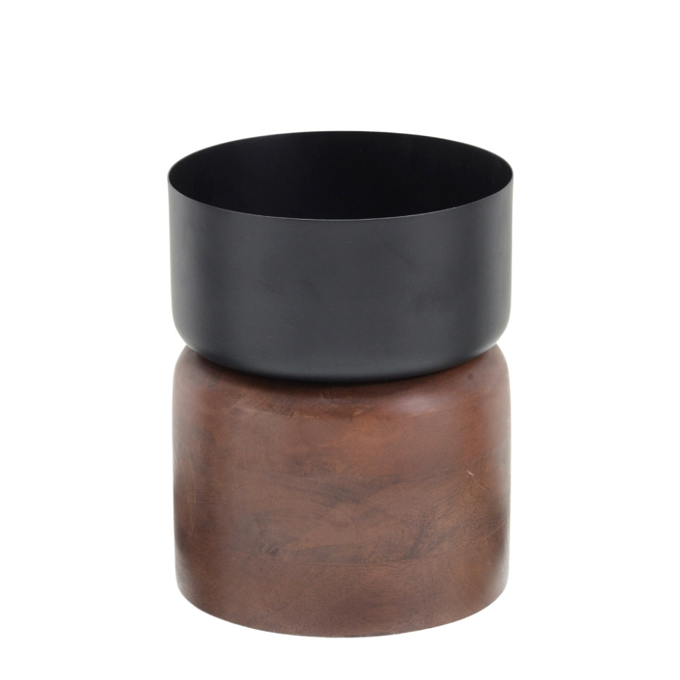 Candelabro Decorativo Espressione Wood Marrom e Preto 19 cm