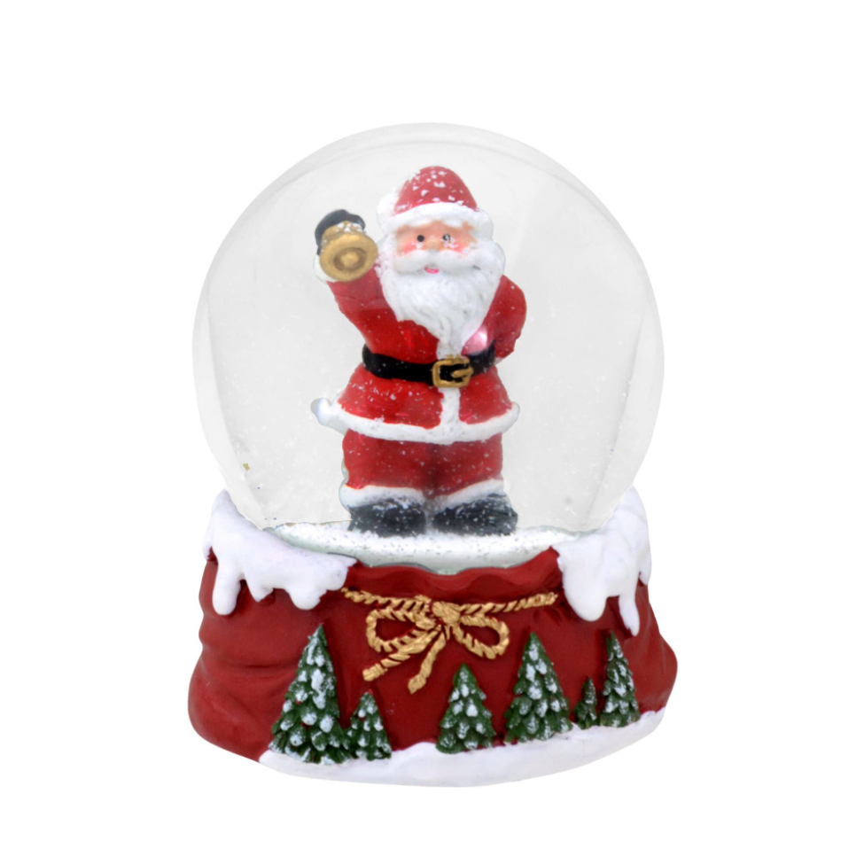 Enfeite Natalino Espressione Bola de Água com Papai Noel com Sino Vermelha e Branca 9 cm