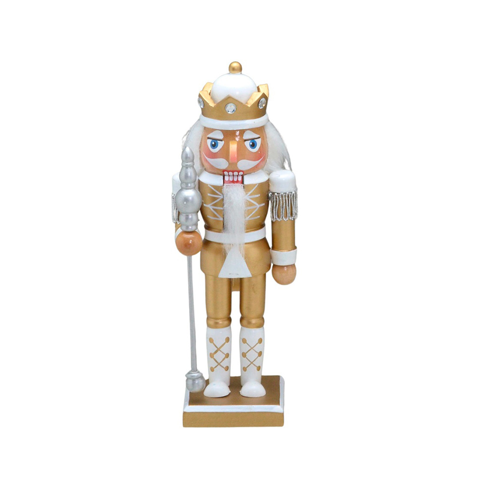 Enfeite Natalino Espressione Soldado Branco e Dourado 20 cm
