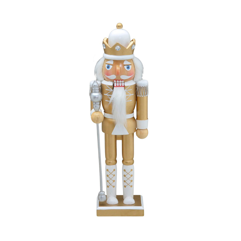 Enfeite Natalino Espressione Soldado Branco e Dourado 30 cm