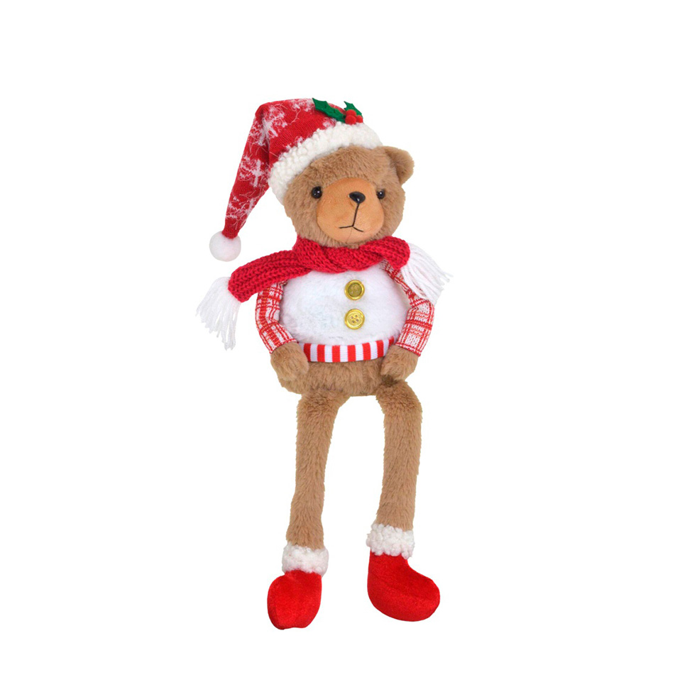 Enfeite Natalino Espressione Urso Branco e Marrom 48 cm