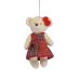 Enfeite Natalino para Árvore Espressione Ursa com Vestido Marrom e Vermelho 16 cm