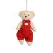 Enfeite Natalino para Árvore Espressione Urso com Macacão Marrom e Vermelho 16 cm