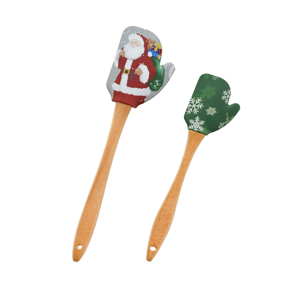 Jogo com 2 Espátulas Natalinas Espressione Natural e Verde