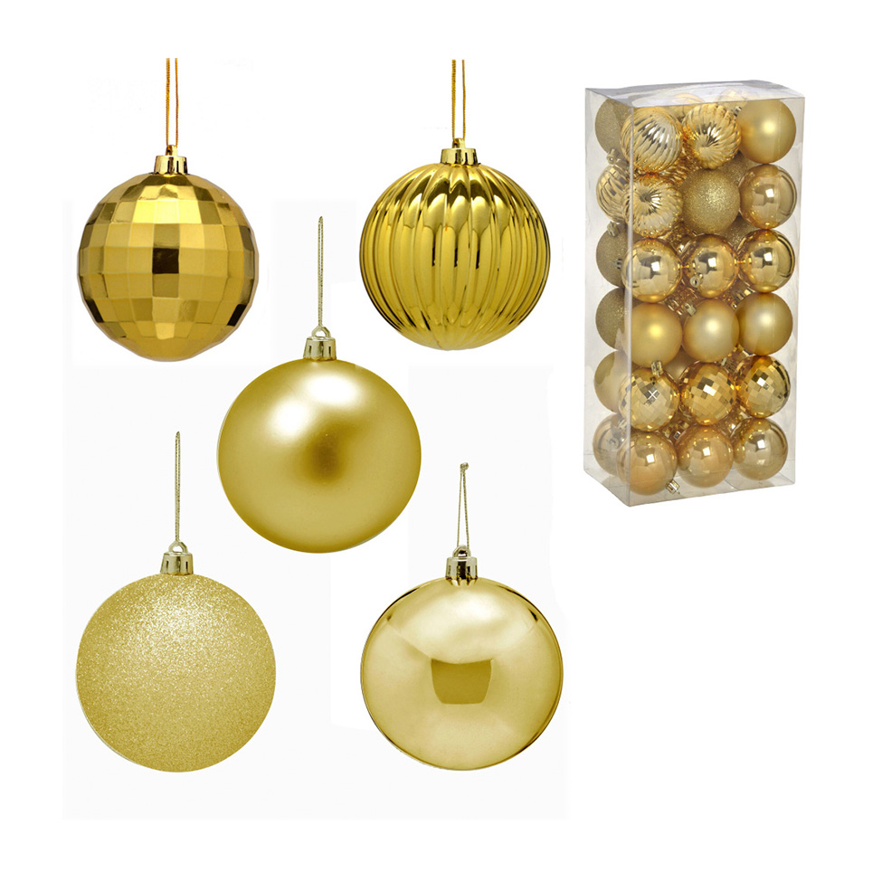 Kit com 36 Bolas Natalinas Espressione Dourado 6 cm
