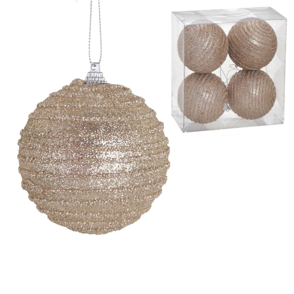 Kit com 4 Bolas Natalinas Espressione Champanhe IV 8 cm