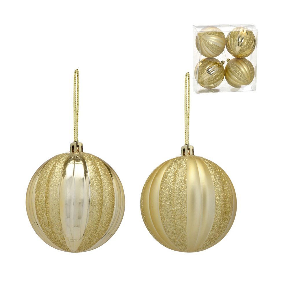 Kit com 4 Bolas Natalinas Espressione Dourado IV 8 cm