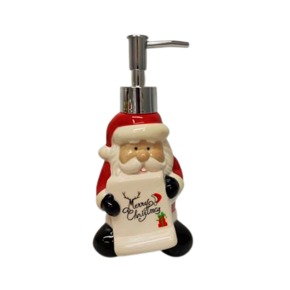 Porta-Sabonete Líquido Espressione Papai Noel Vermelho e Branco