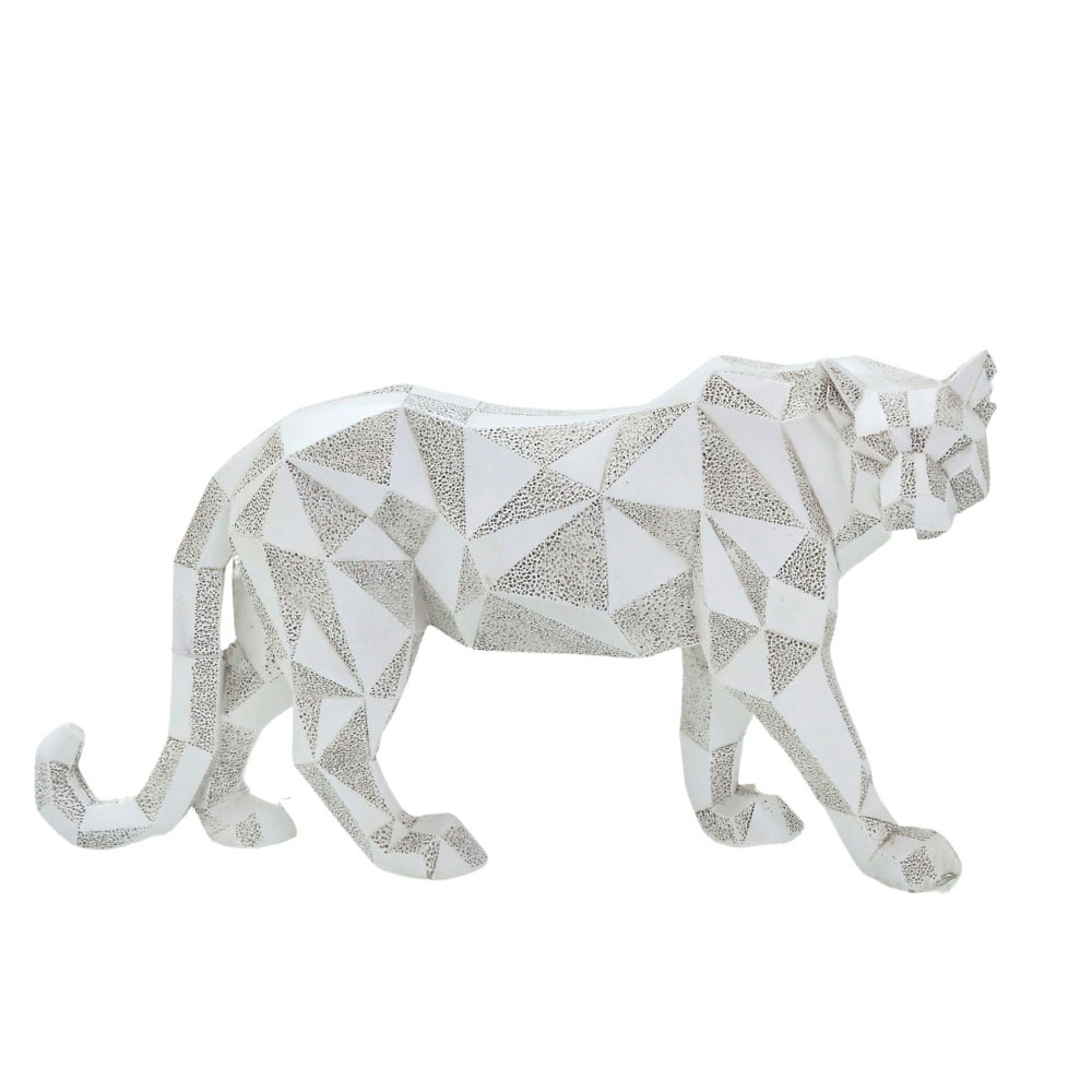 Escultura Decorativa Leopardo Espressione Off White