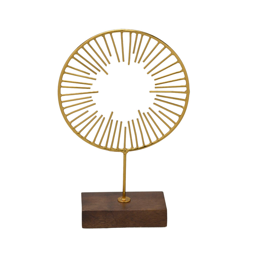 Escultura Decorativa Sun Dourada e Marrom