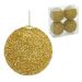 Kit com 4 Bolas Natalinas Espressione Gliterinadas Dourado 12 cm