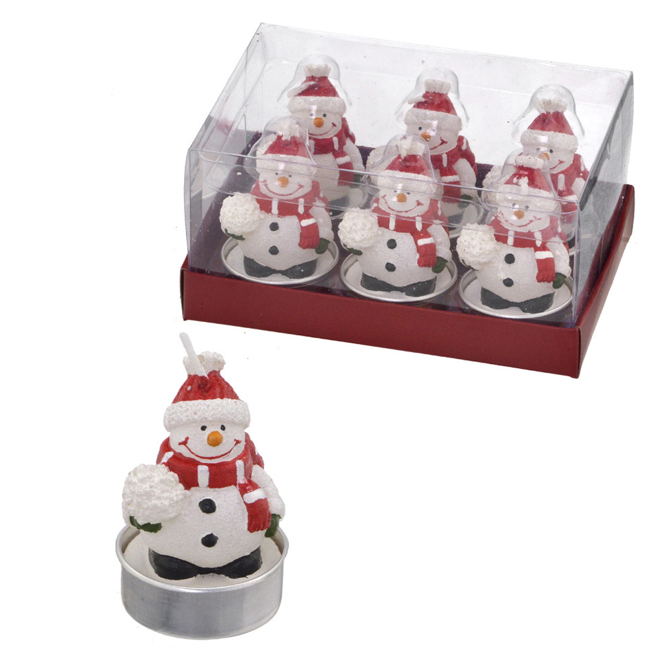 Kit com 6 Velas Boneco de Neve Branco
