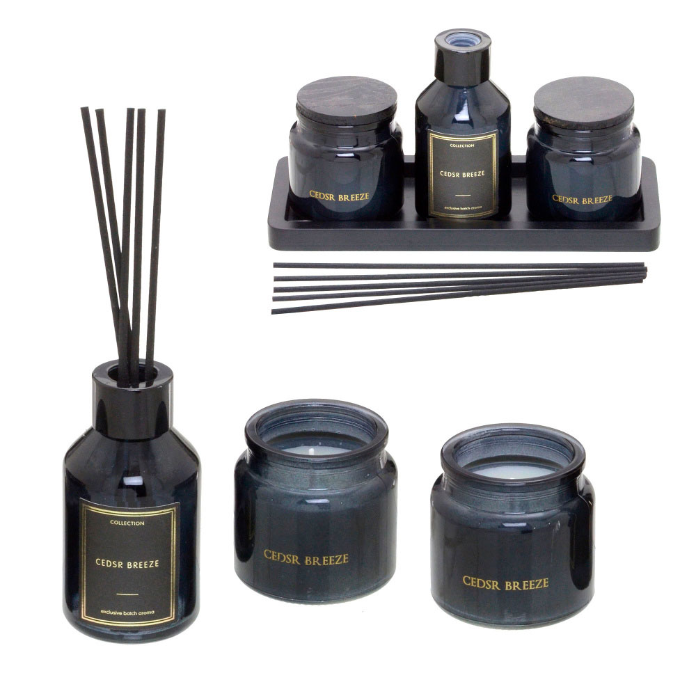 Kit de Velas e Difusores Espressione Azul e Preto