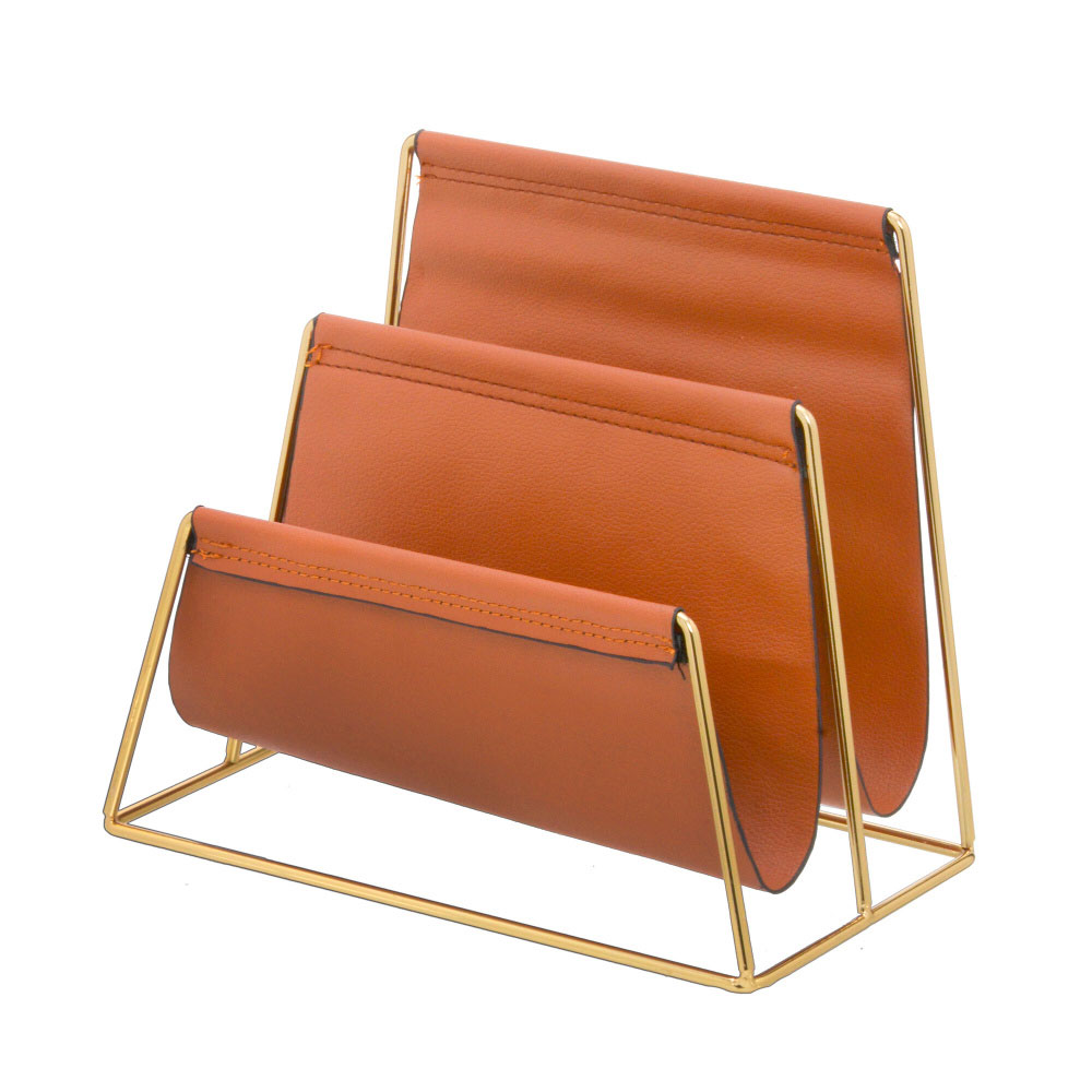 Porta-Revista Espressione Caramelo e Dourado