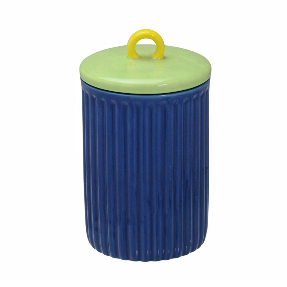 Potiche Decorativo Espressione Azul com Tampa Verde