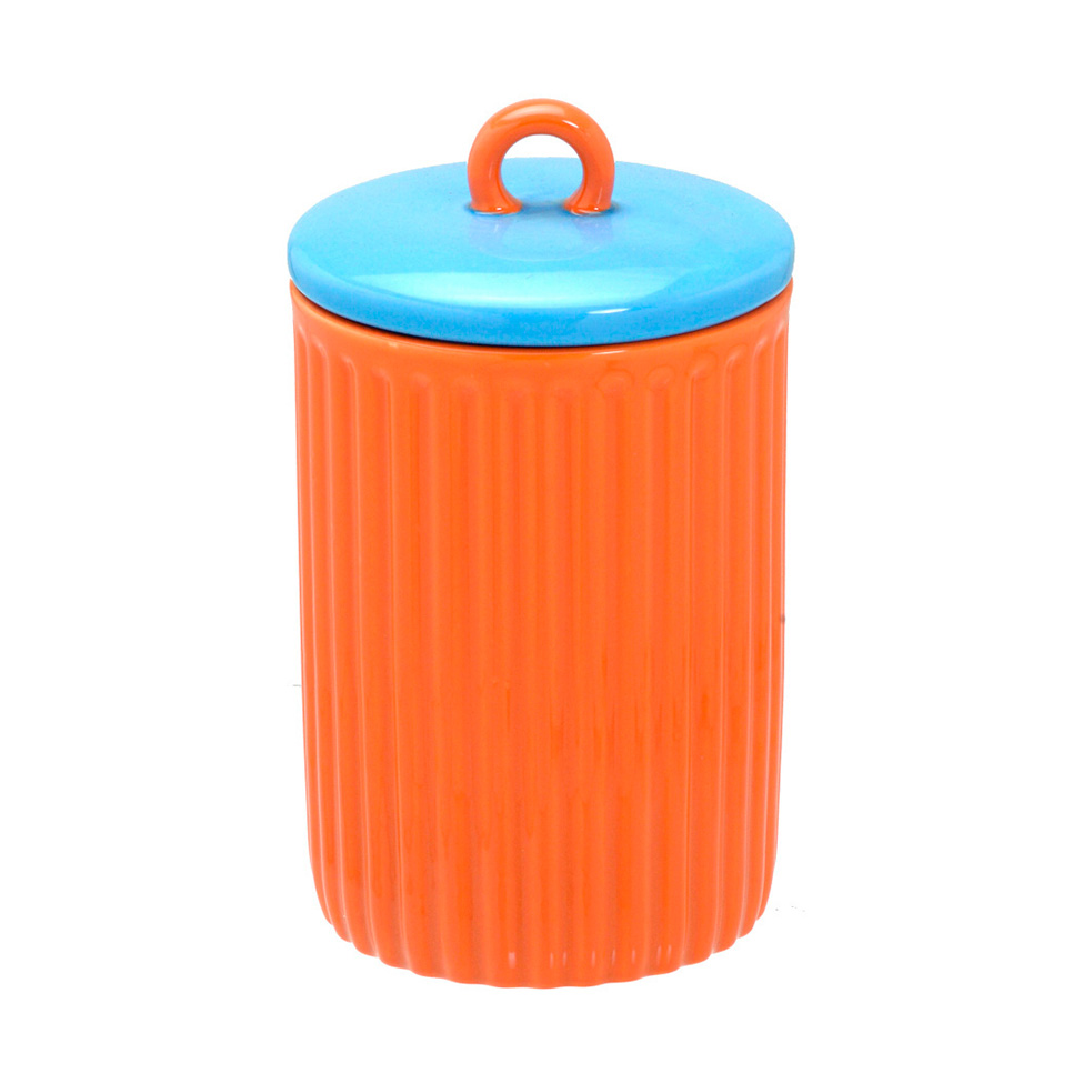 Potiche Decorativo Espressione Laranja com Tampa Azul