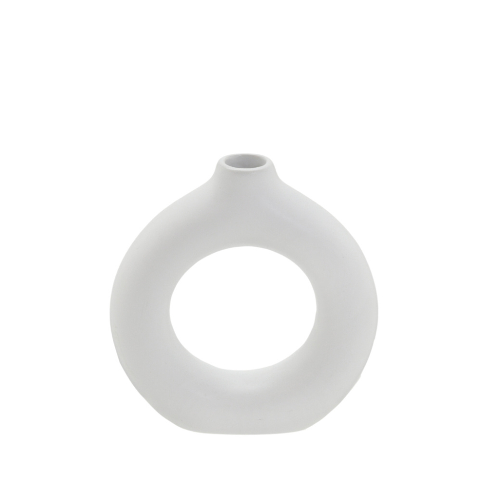 Vaso Decorativo Espressione Círculo Vazado Branco 13 cm