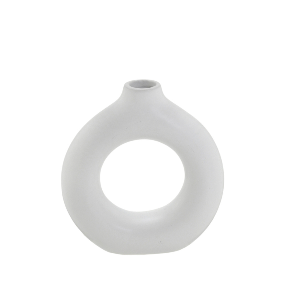Vaso Decorativo Espressione Círculo Vazado Branco 18 cm
