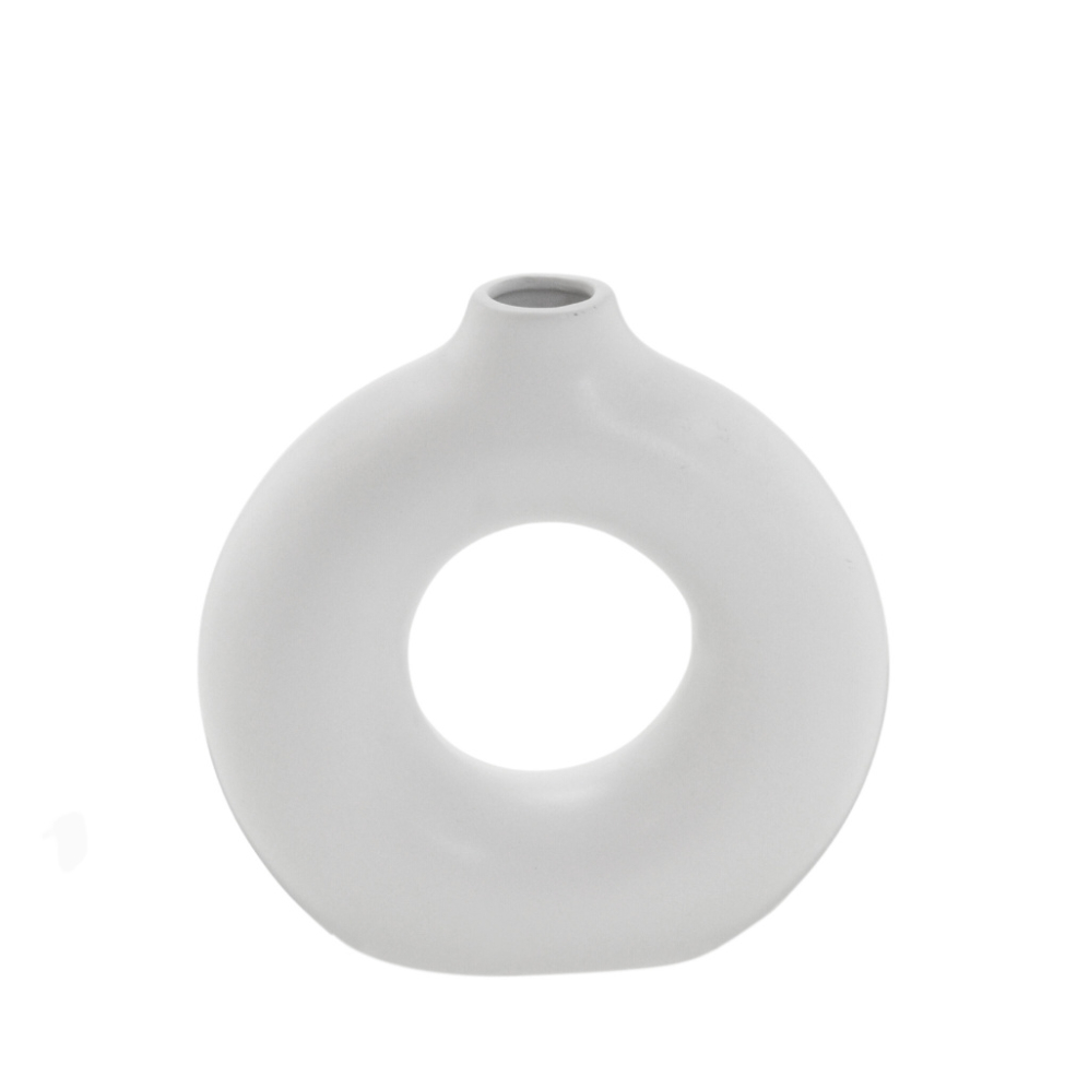 Vaso Decorativo Espressione Círculo Vazado Branco 21 cm