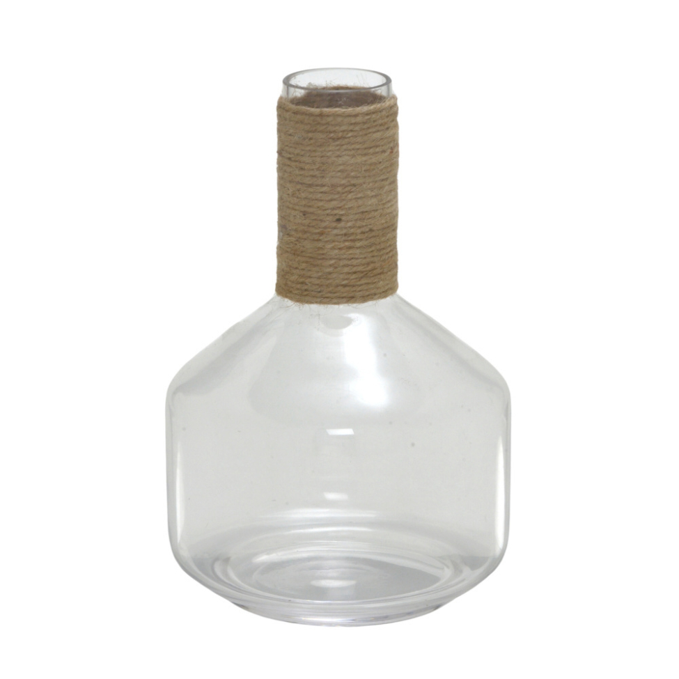 Vaso Decorativo Espressione Garrafa Transparente e Marrom 23 cm